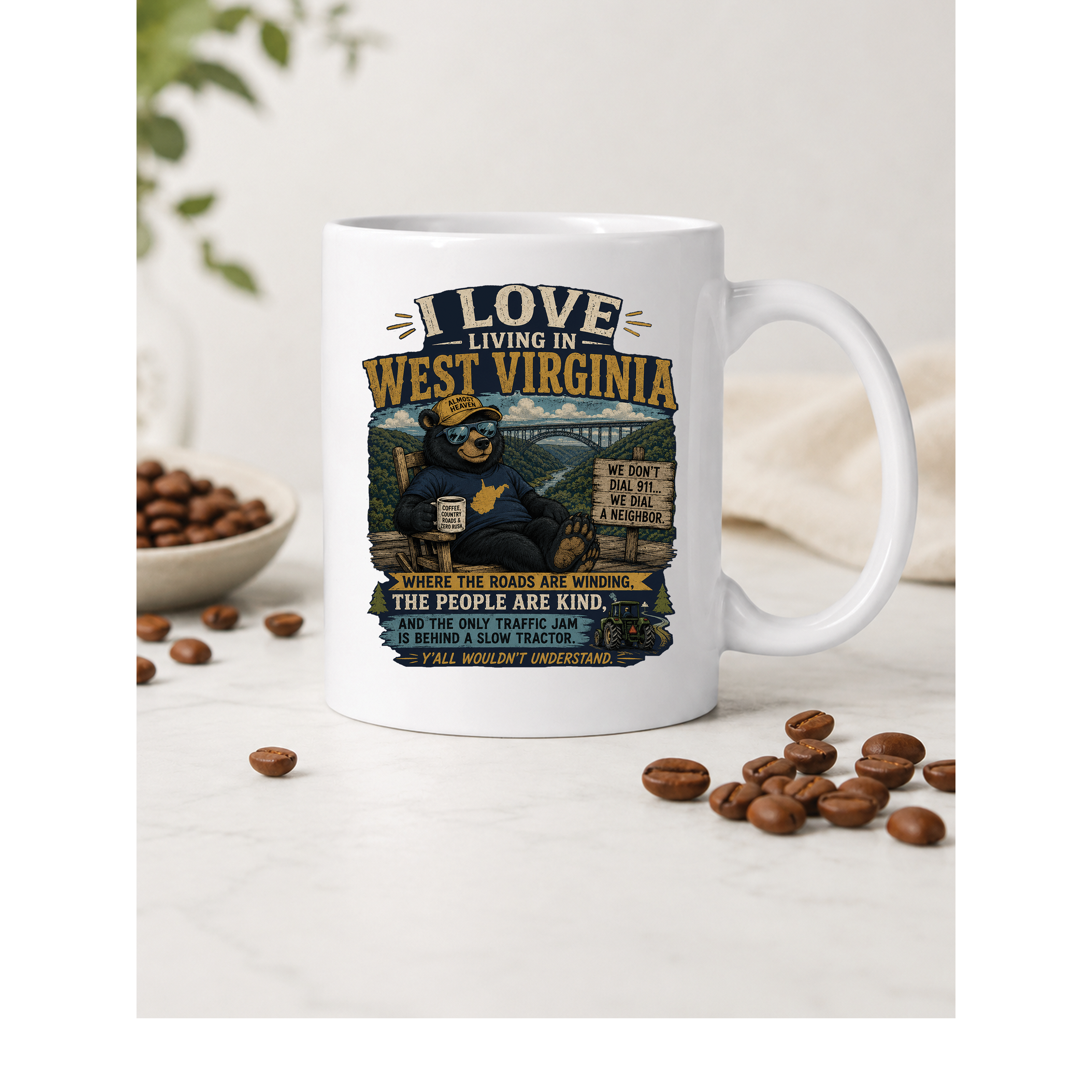 I Love Living in West Virginia Ceramic Coffee Mug – 11 oz & 15 oz