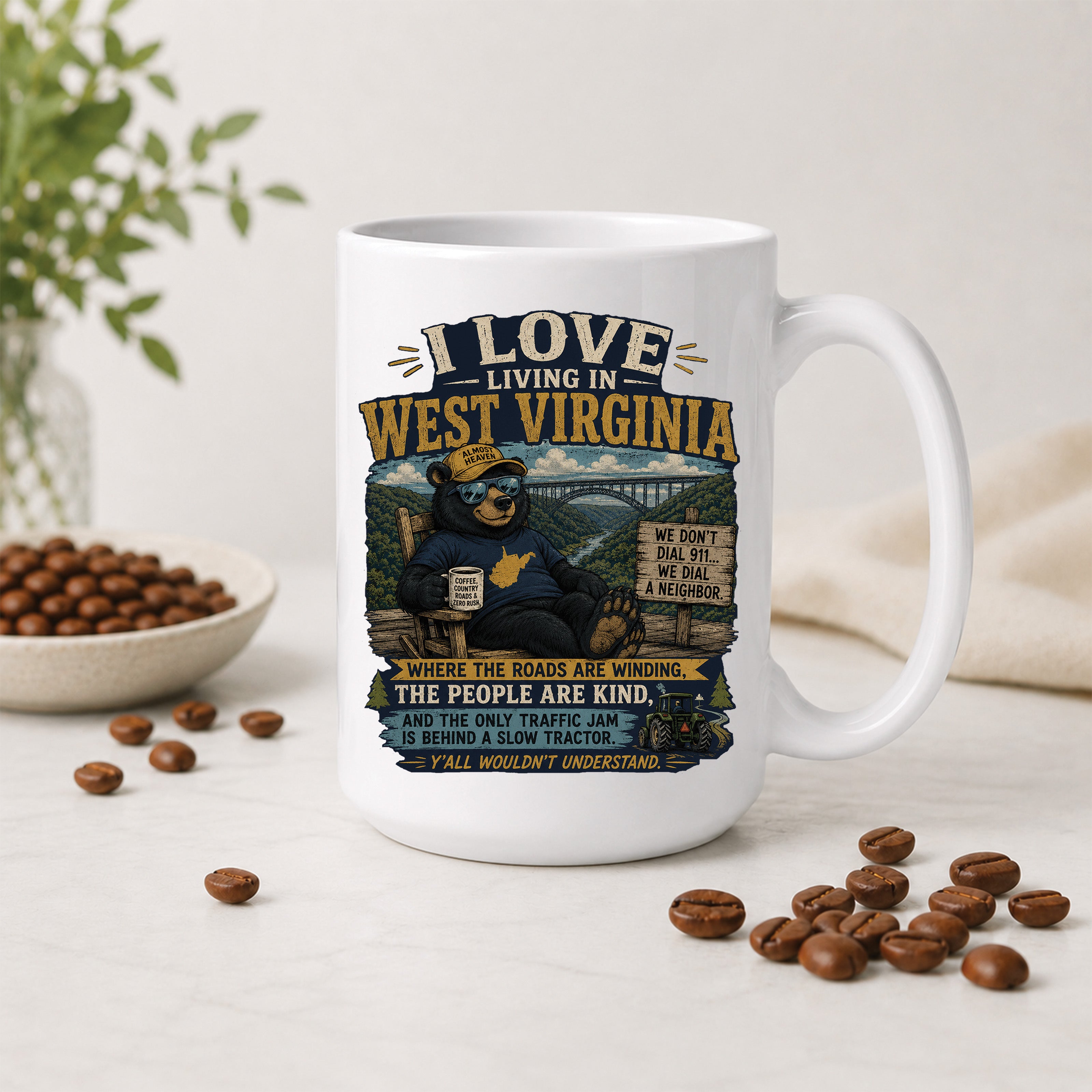I Love Living in West Virginia Ceramic Coffee Mug – 11 oz & 15 oz 5001