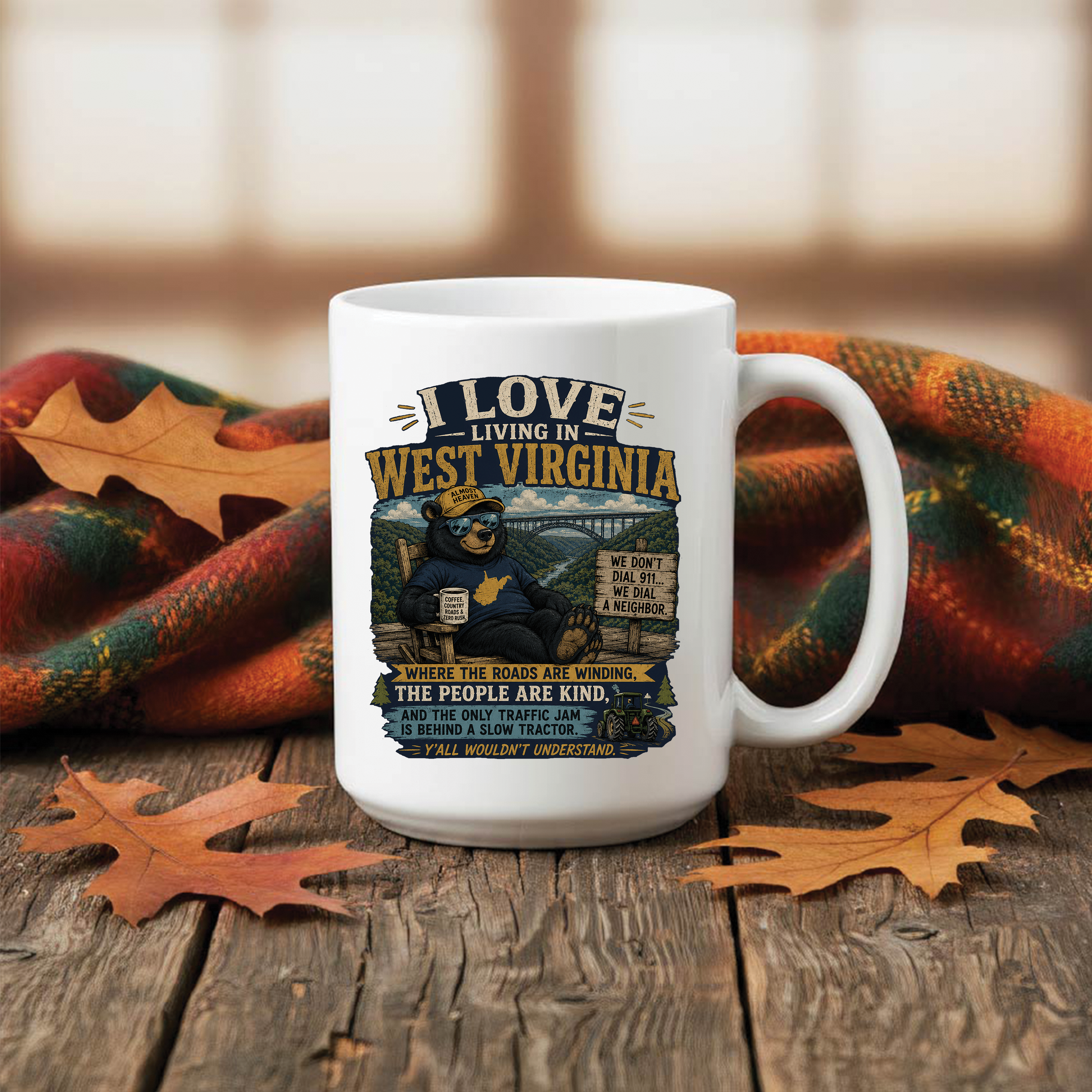 I Love Living in West Virginia Ceramic Coffee Mug – 11 oz & 15 oz