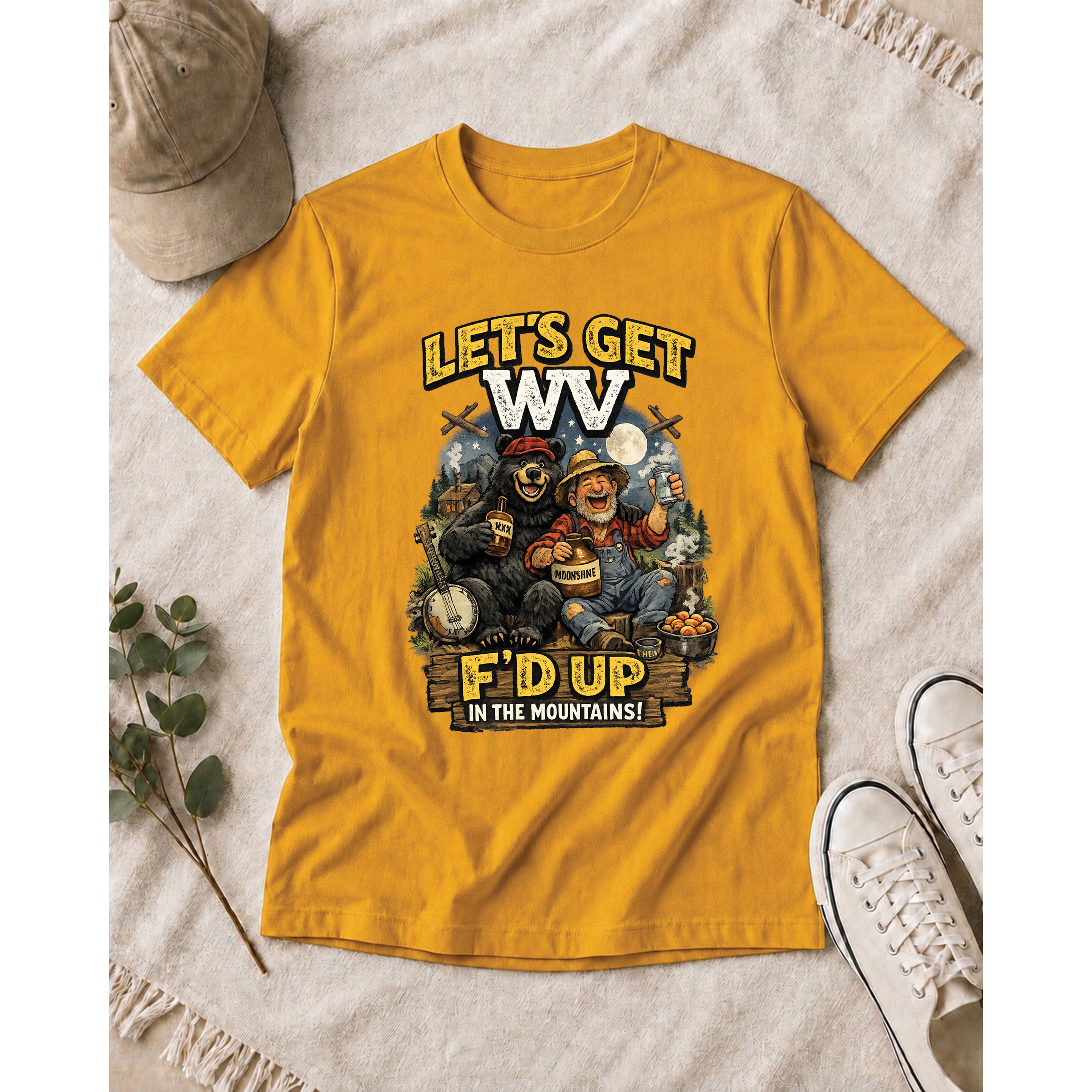 Funny West Virginia T-Shirt | Let’s Get WV F’d Up in the Mountains Tee 1003