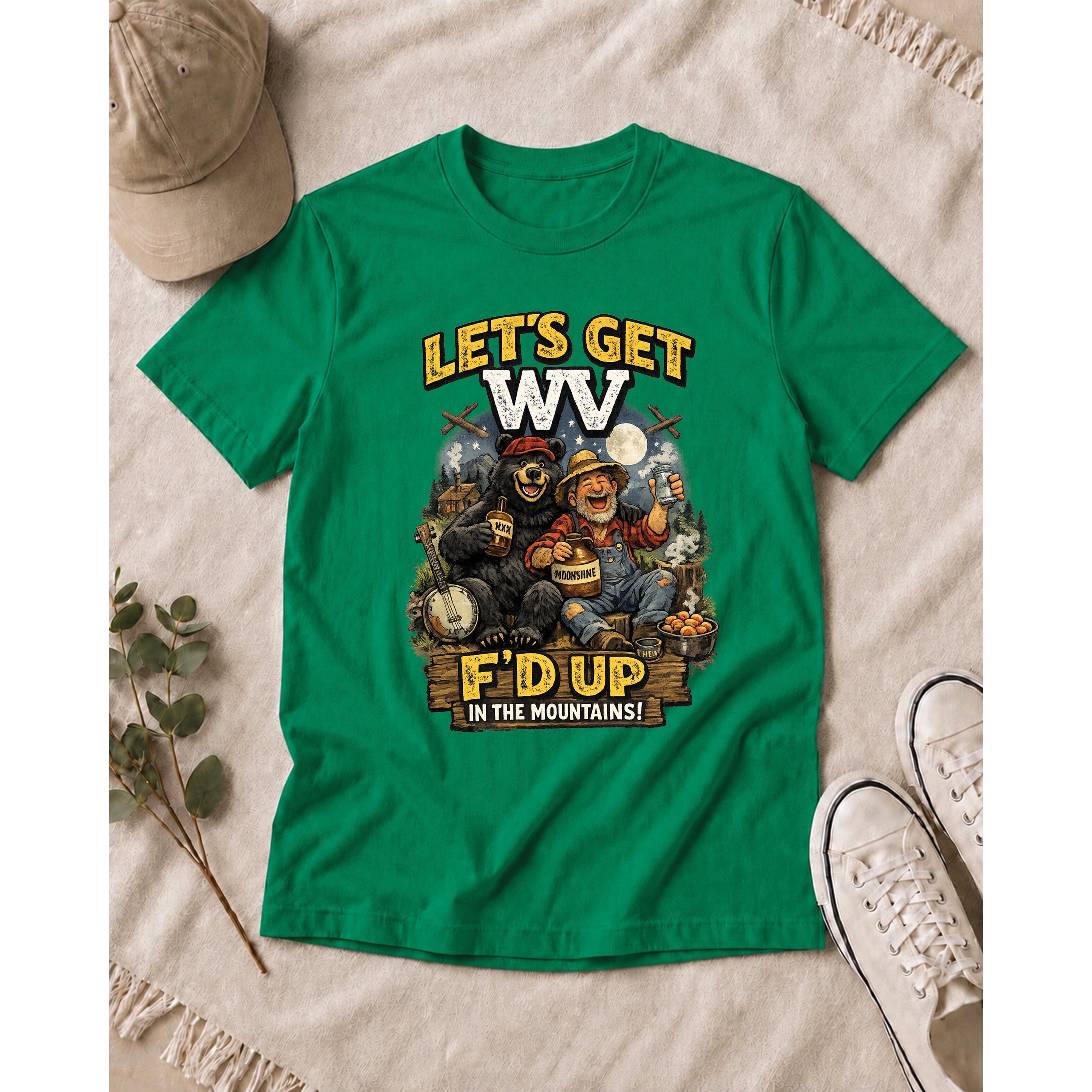 Funny West Virginia T-Shirt | Let’s Get WV F’d Up in the Mountains Tee 1003