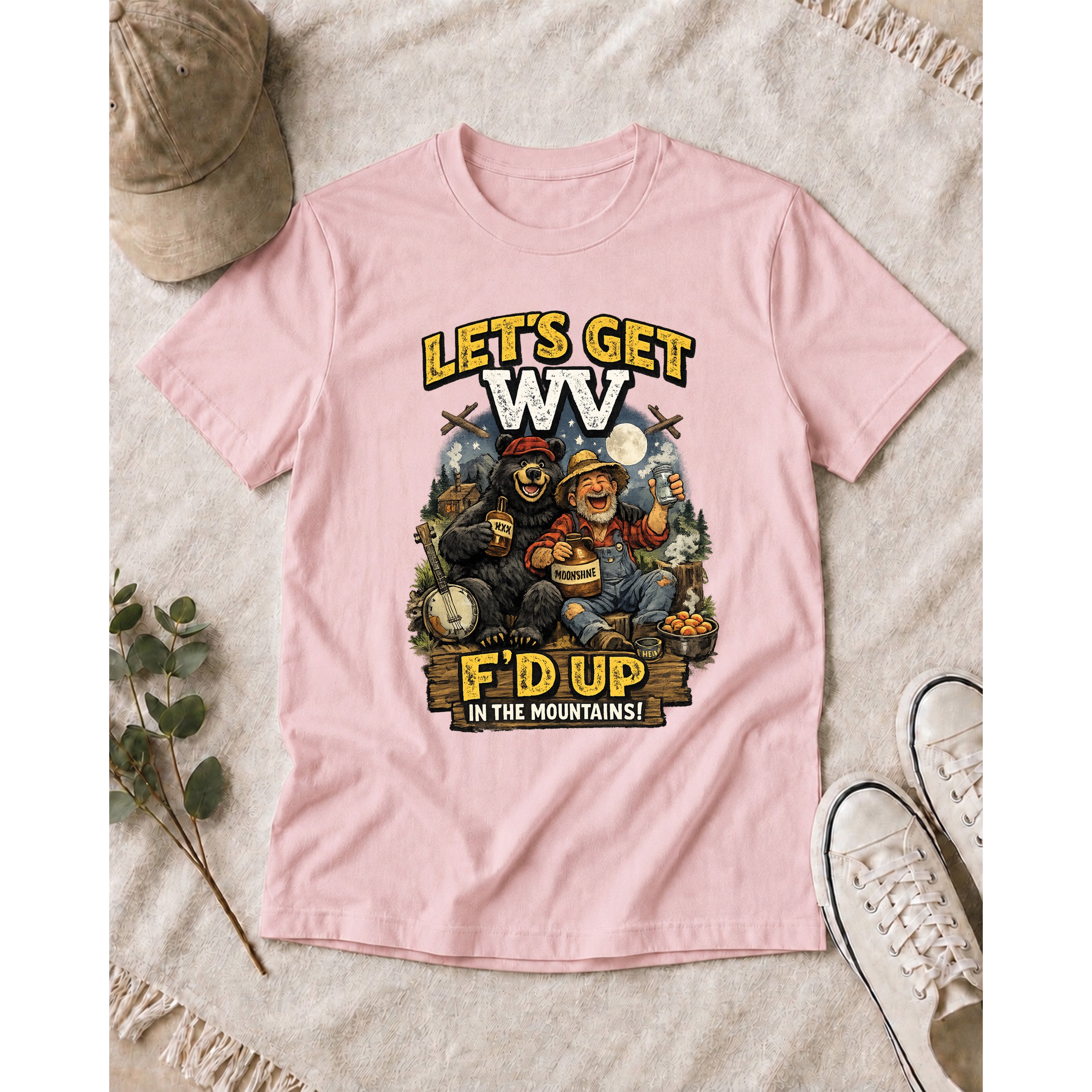 Funny West Virginia T-Shirt | Let’s Get WV F’d Up in the Mountains Tee 1003