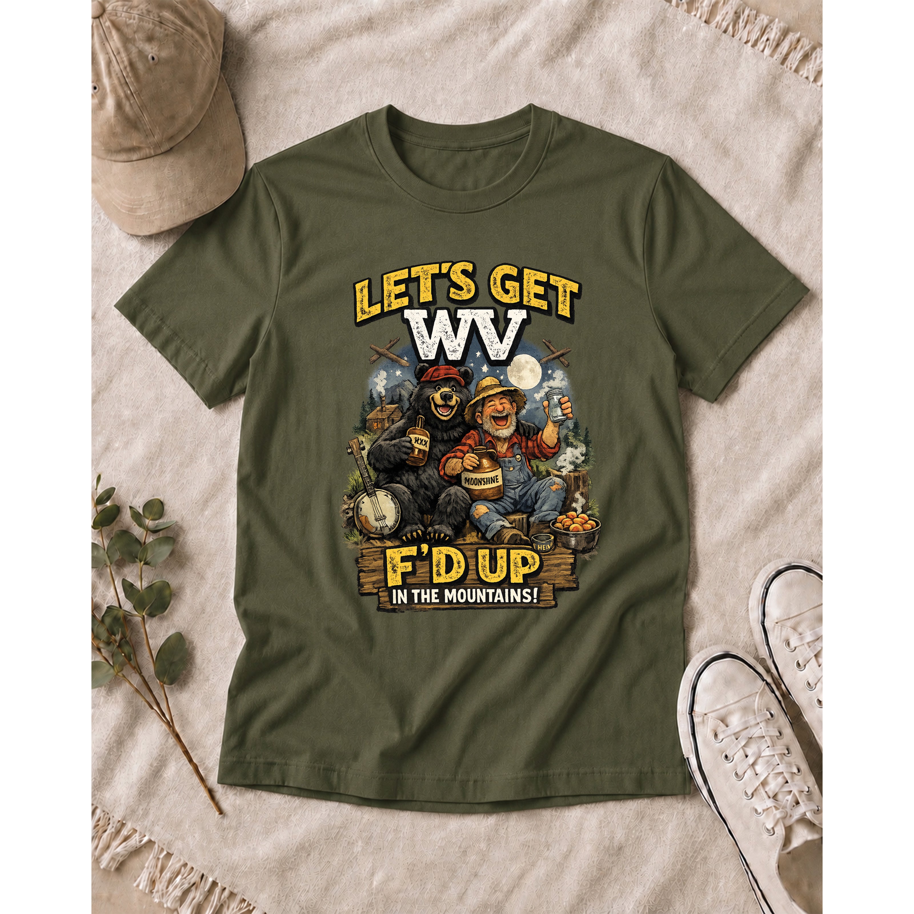 Funny West Virginia T-Shirt | Let’s Get WV F’d Up in the Mountains Tee 1003
