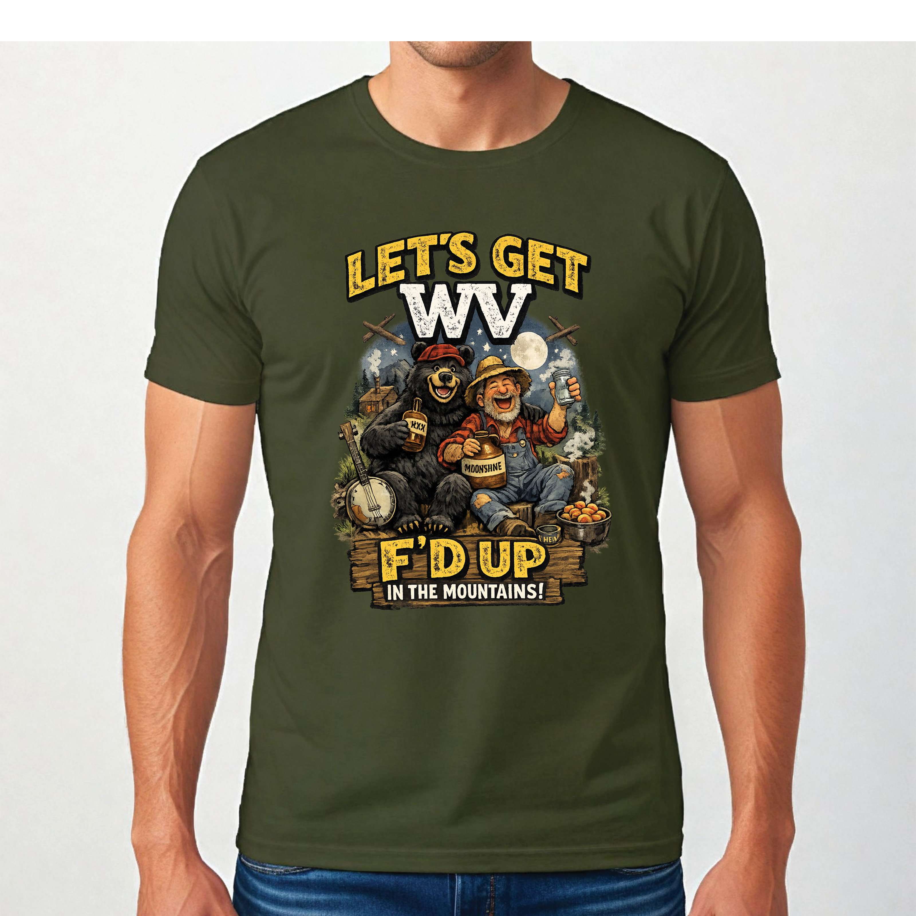 Funny West Virginia T-Shirt | Let’s Get WV F’d Up in the Mountains Tee