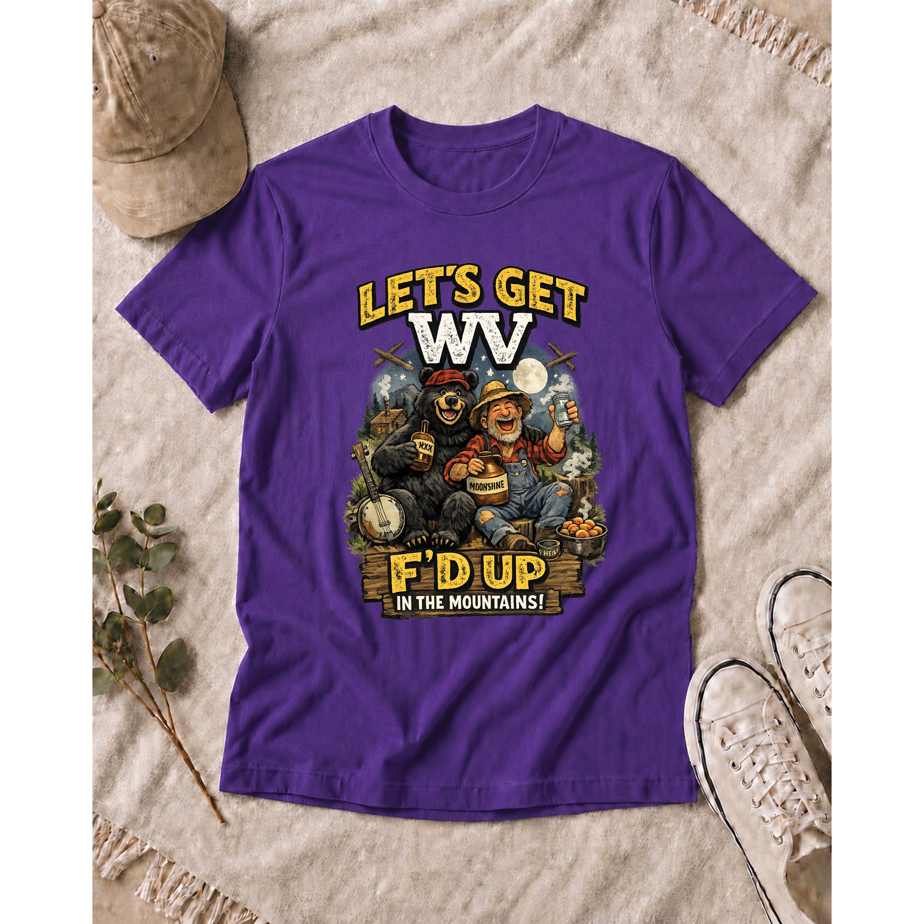 Funny West Virginia T-Shirt | Let’s Get WV F’d Up in the Mountains Tee 1003